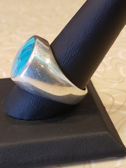 Sterling, Turquoise and Opal ring size 11