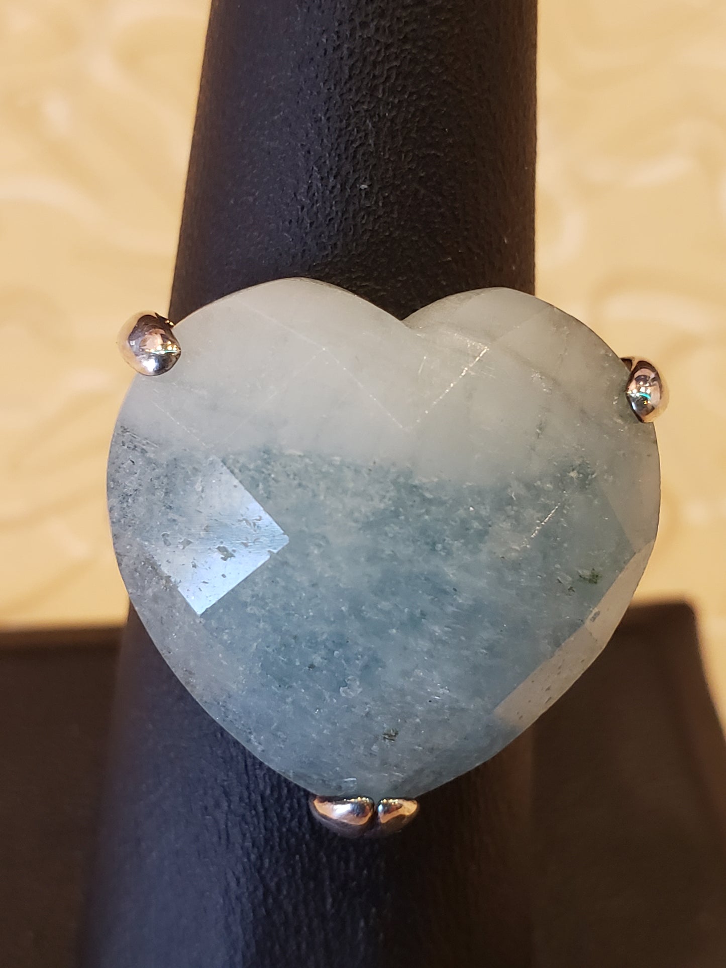 .925 ring heart shaped blue stone SIZE 7.5