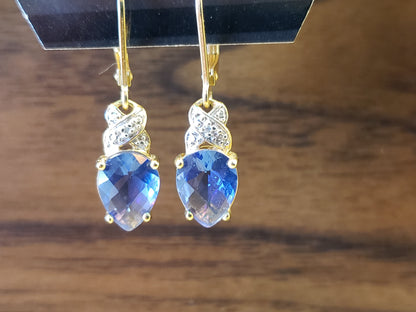 .925 Blue stone dangle earrings