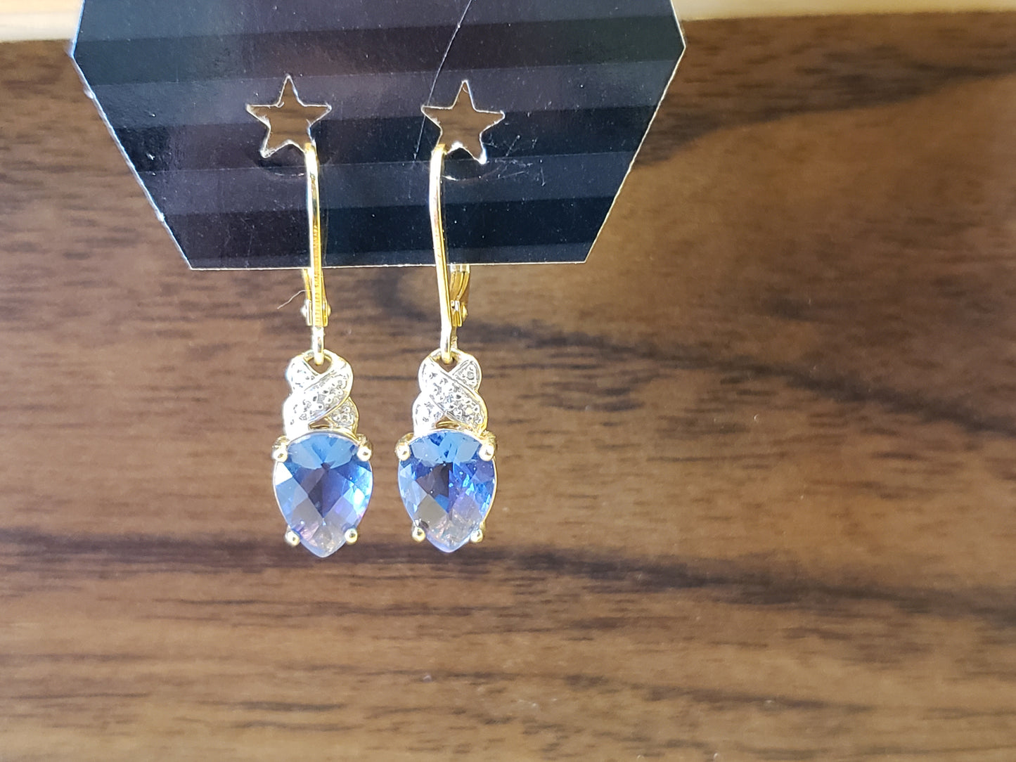 .925 Blue stone dangle earrings