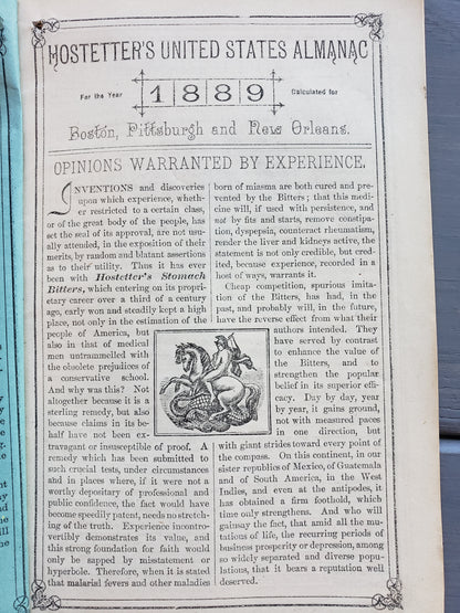 Hostetter's Illustrated United States ALMANAC 1889