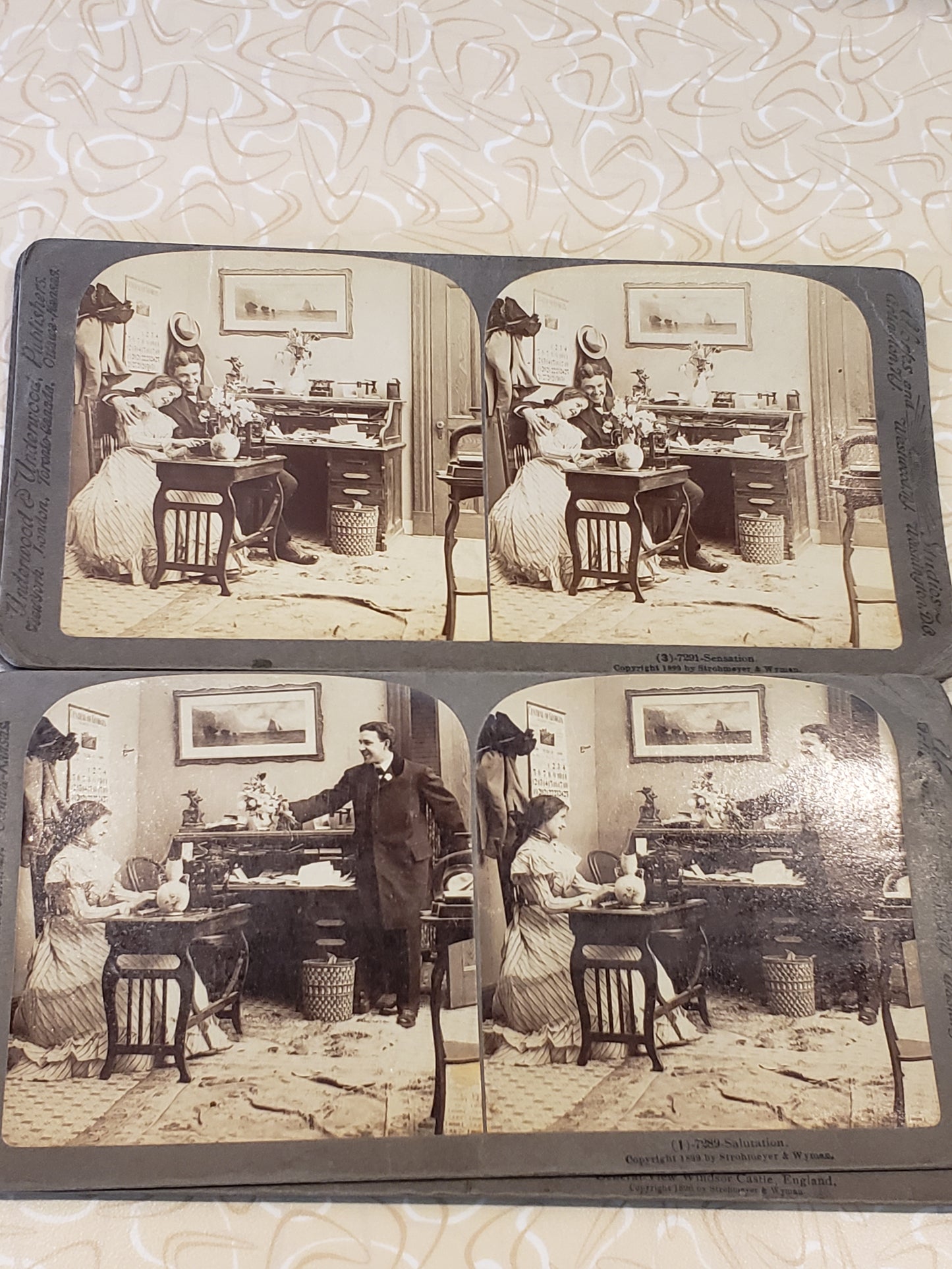 1901 Underwood & Underwood Stereoscope, 70 cards