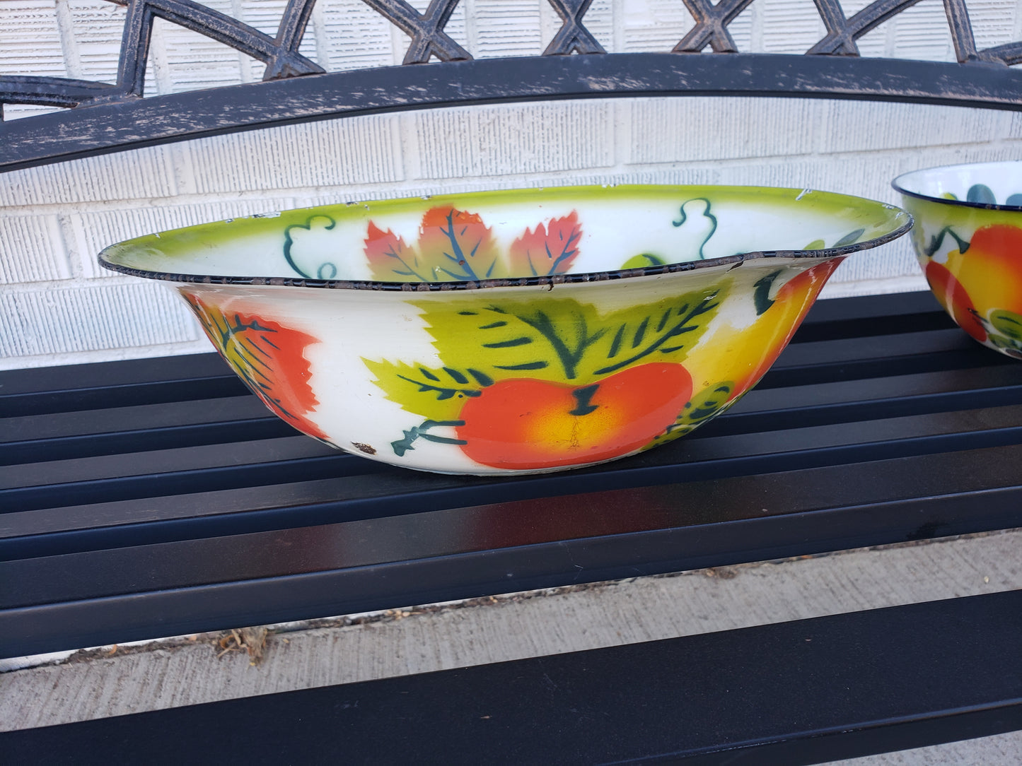 Pair of Fall Colored Enameled Bowls