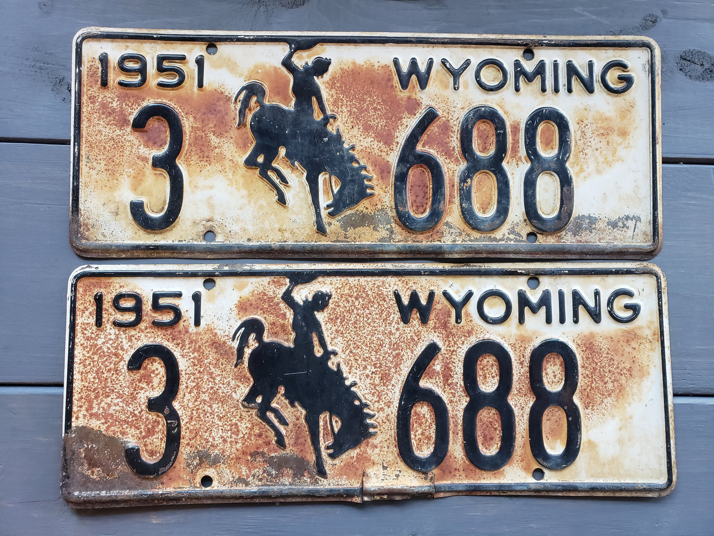 Pair of 1951 Wyoming License Plates 3 688