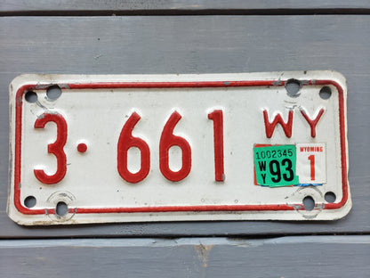 1988 Wyoming Motorcycle License Plate 3 661