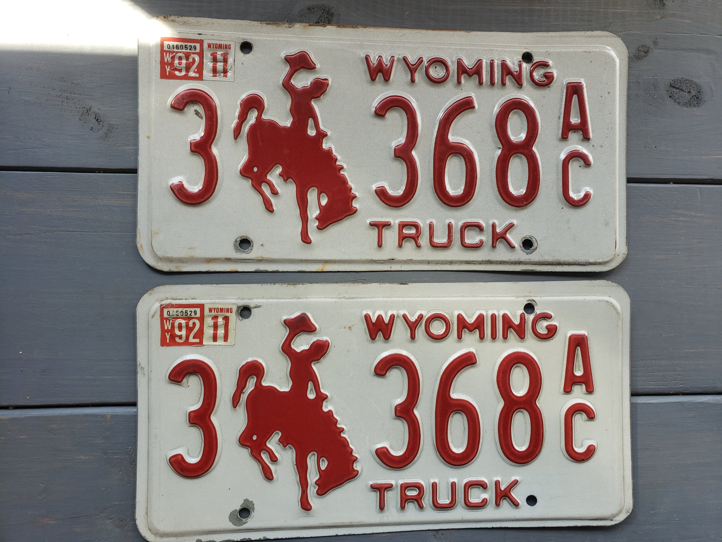 Pair of 1988 Wyoming TRUCK License Plates 3 368AC