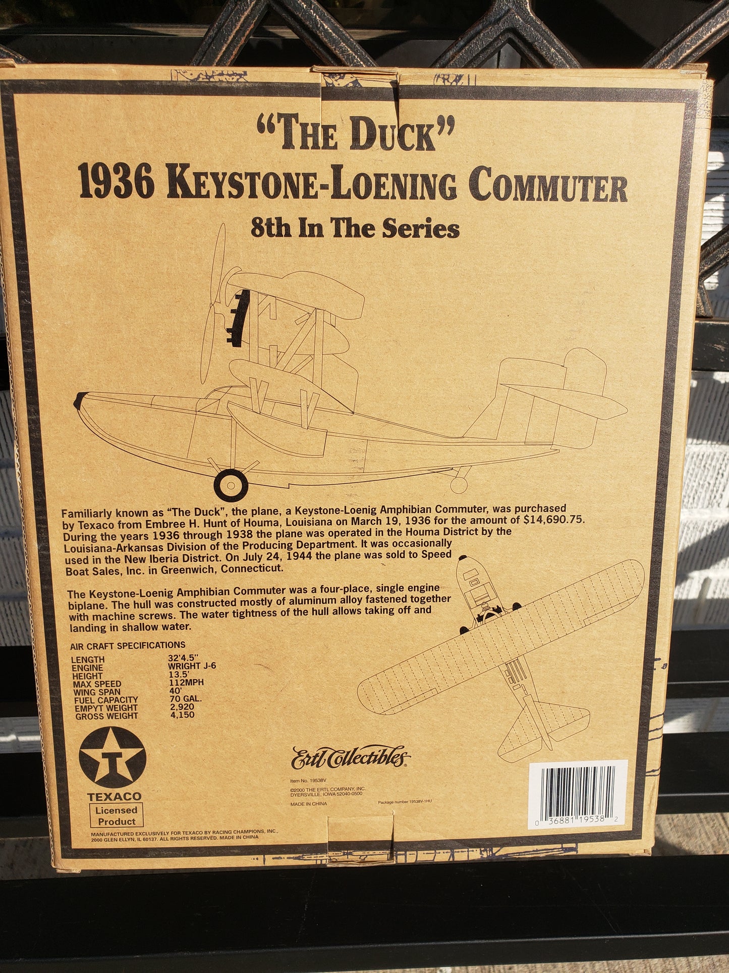 1936 Keystone-Loening Commuter "The Duck" diecast airplane bank