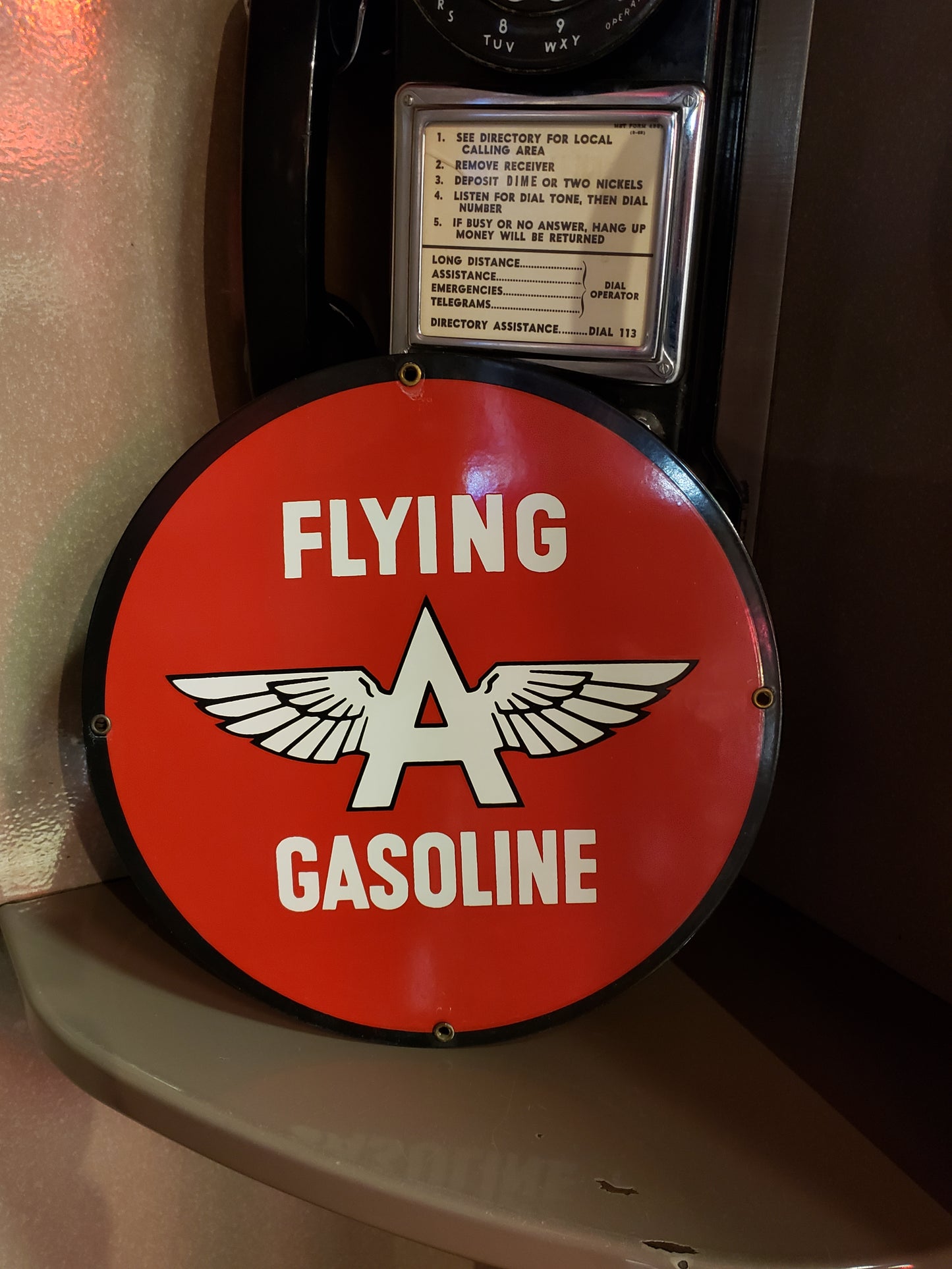 Flying A Gasoline porcelain repop sign