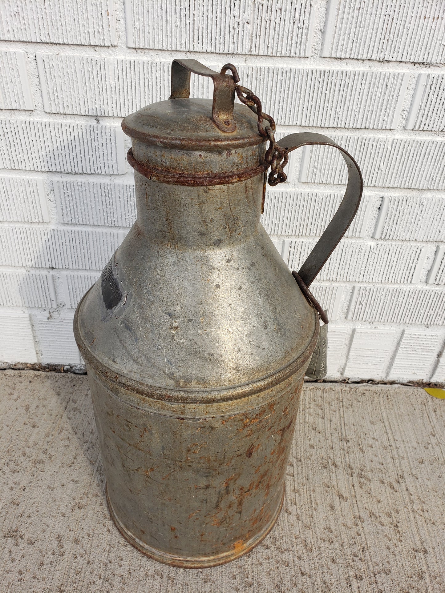 Vintage Cream Can with metal tag