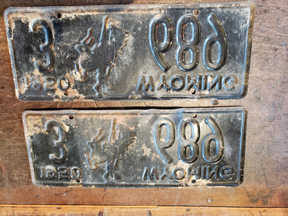 Pair of 1950 Wyoming license plates 3 689