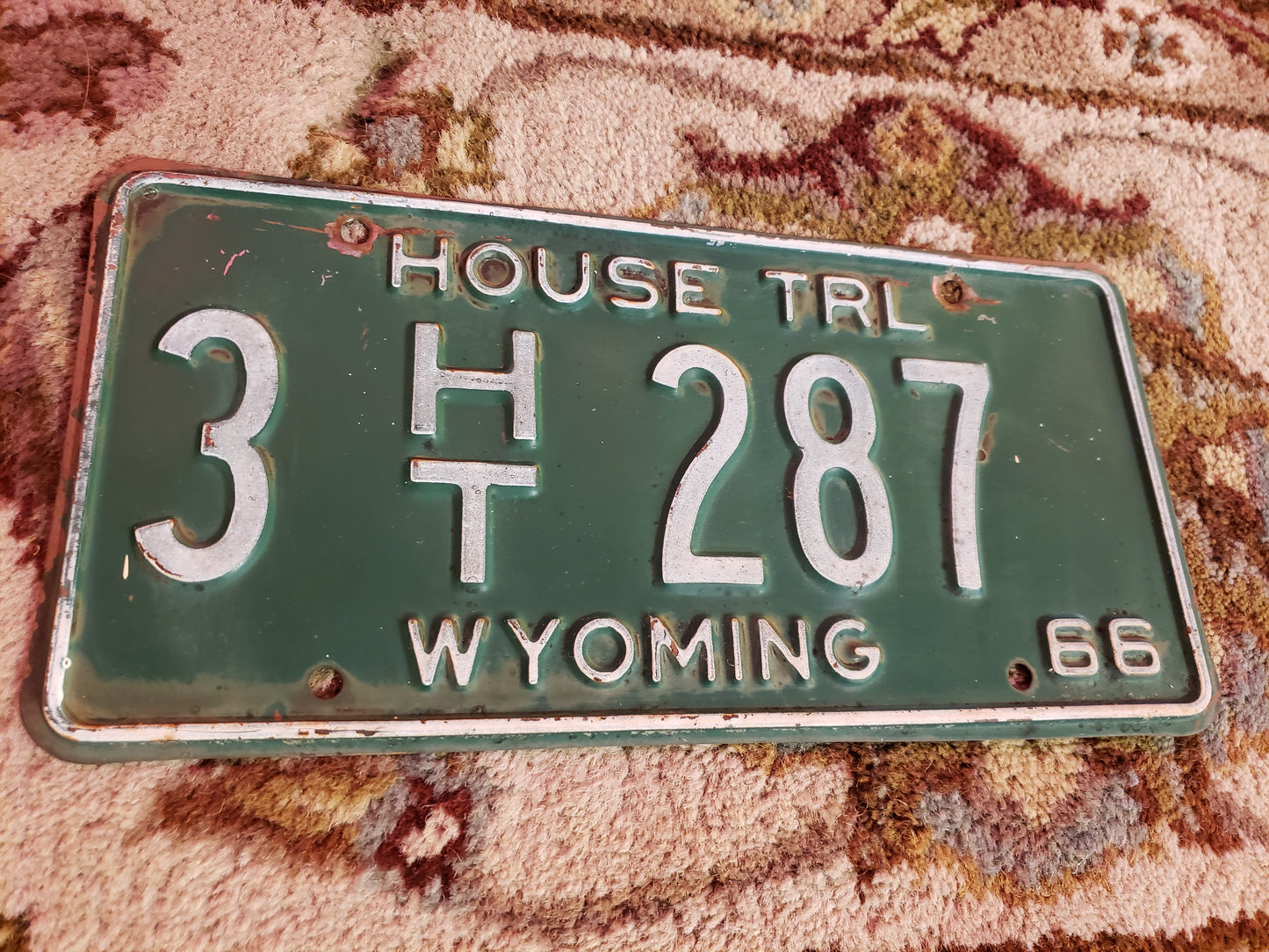 1966 Wyoming House Trailer license plate 3 HT 287