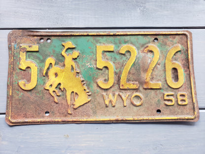 1958 Wyoming license plate 5 5226