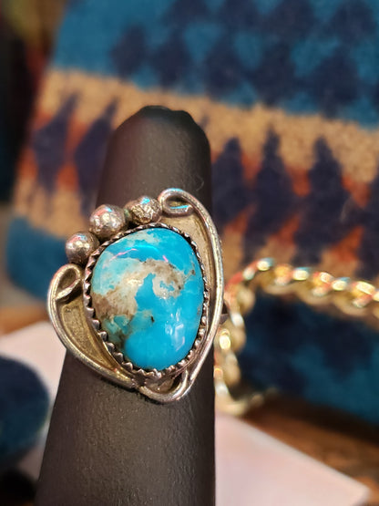 Genuine Turquoise and sterling ring size 5