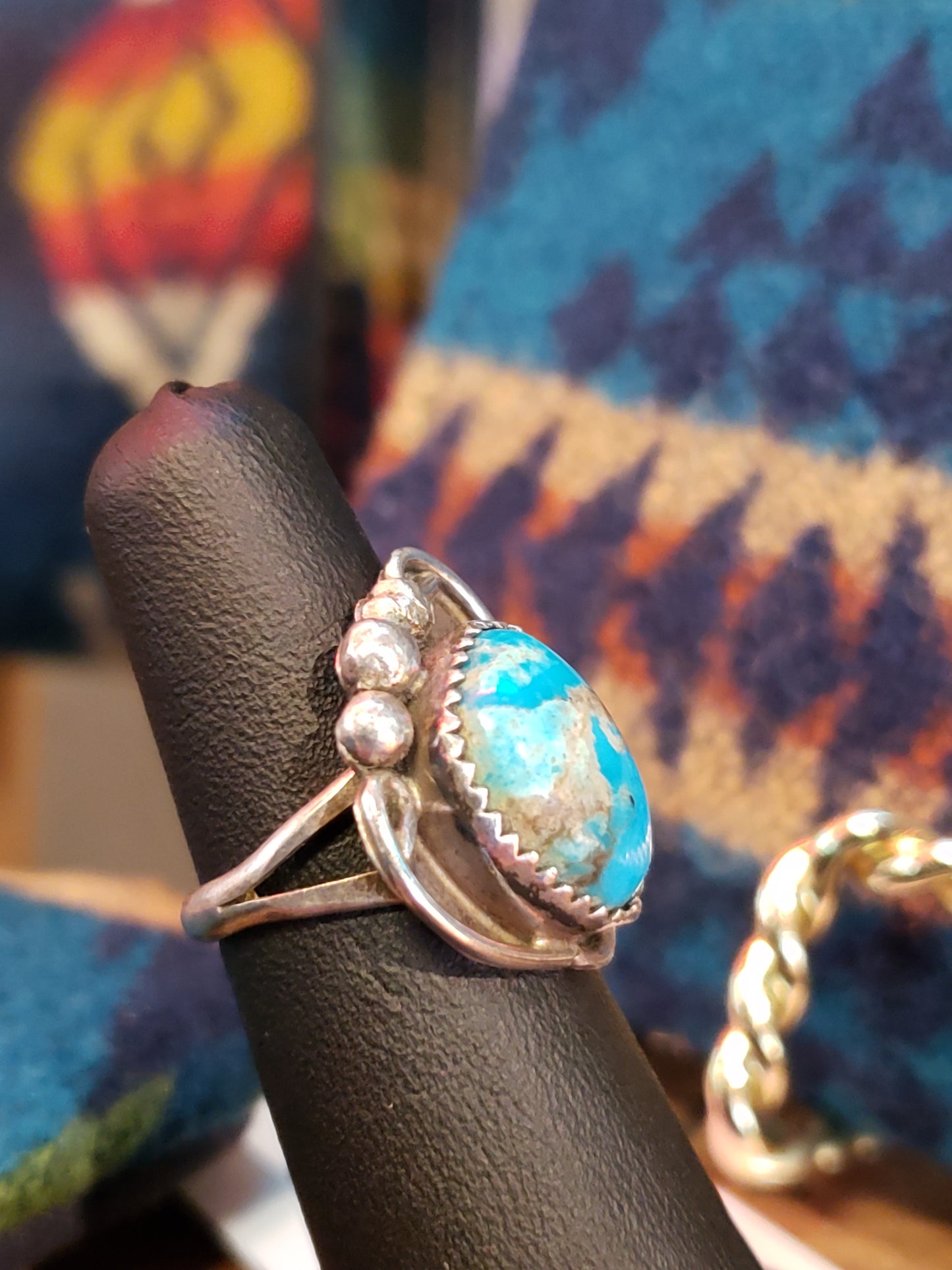 Genuine Turquoise and sterling ring size 5