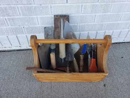 Vintage Tool Caddy with 9 Masonry Tools