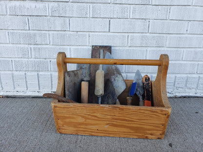 Vintage Tool Caddy with 9 Masonry Tools