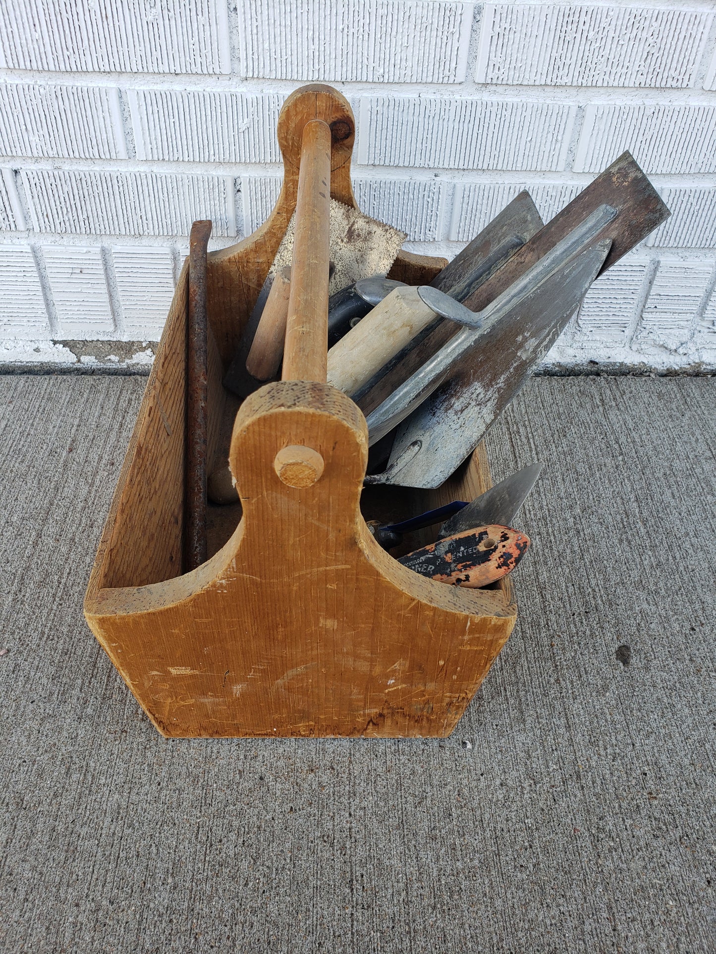 Vintage Tool Caddy with 9 Masonry Tools