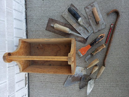 Vintage Tool Caddy with 9 Masonry Tools