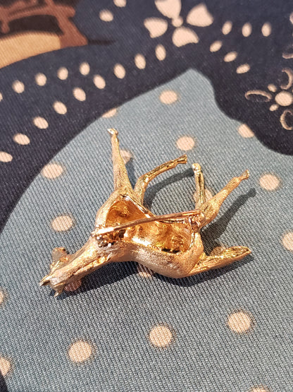 14K Yellow Solid Gold Horse Brooch