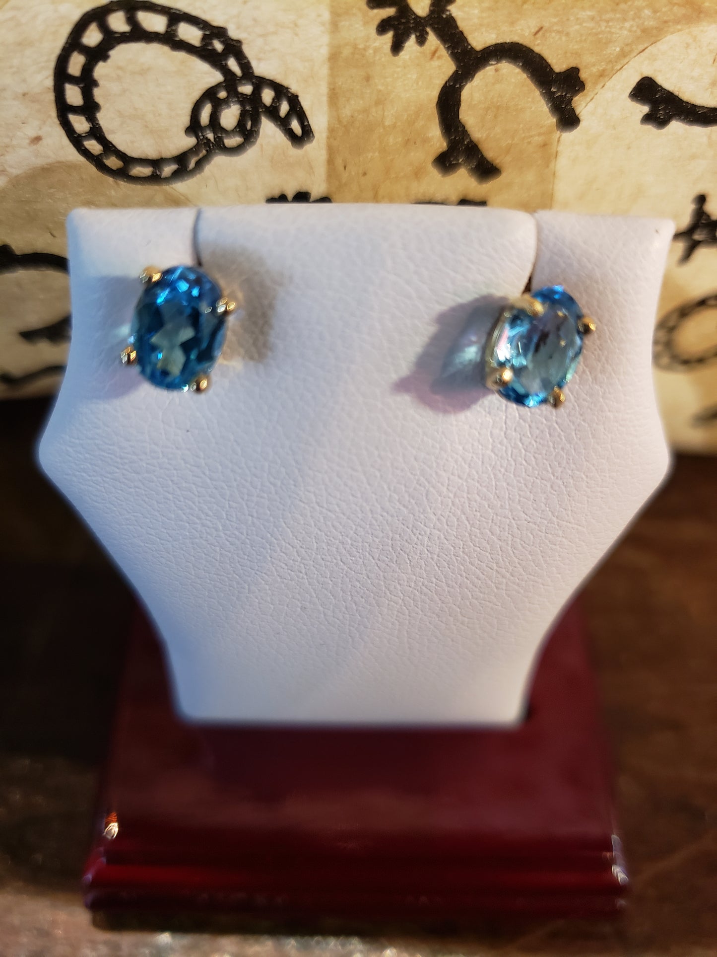 14K Yellow Gold Blue Topaz stud earrings