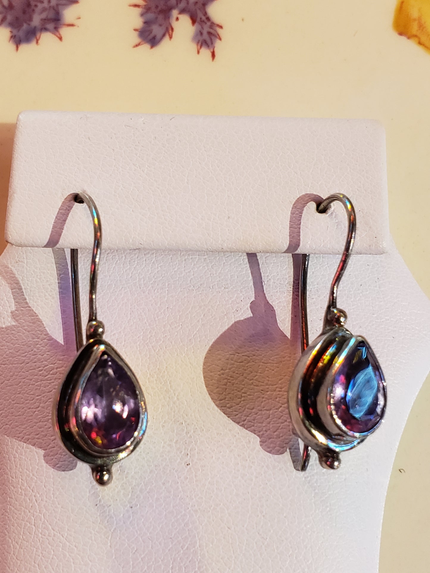 Sterling Amethyst drop style earrings