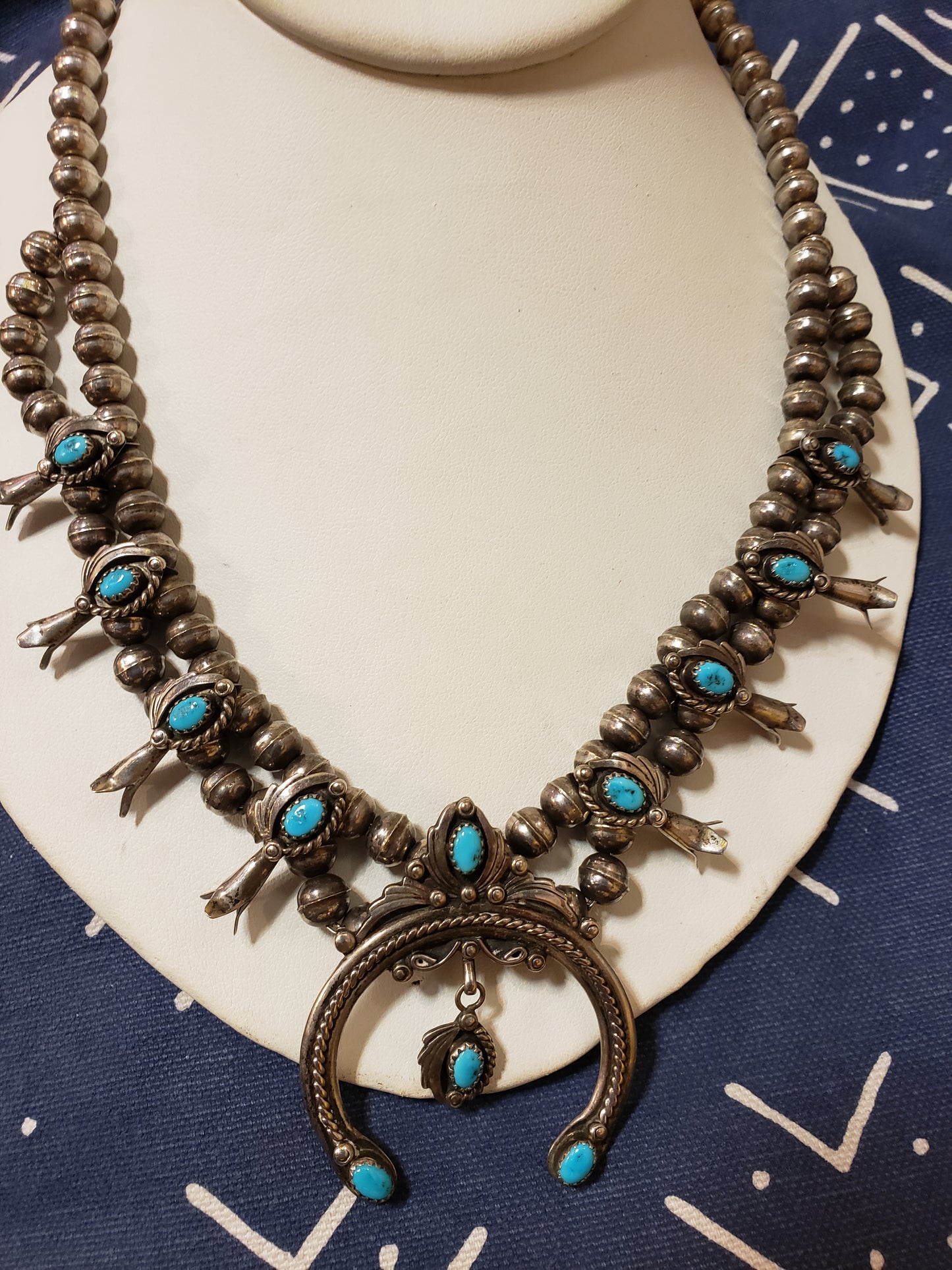 Sterling Silver & Turquoise Squash Blossom Necklace