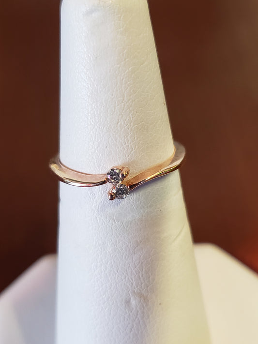 14K rose gold ring with diamonds