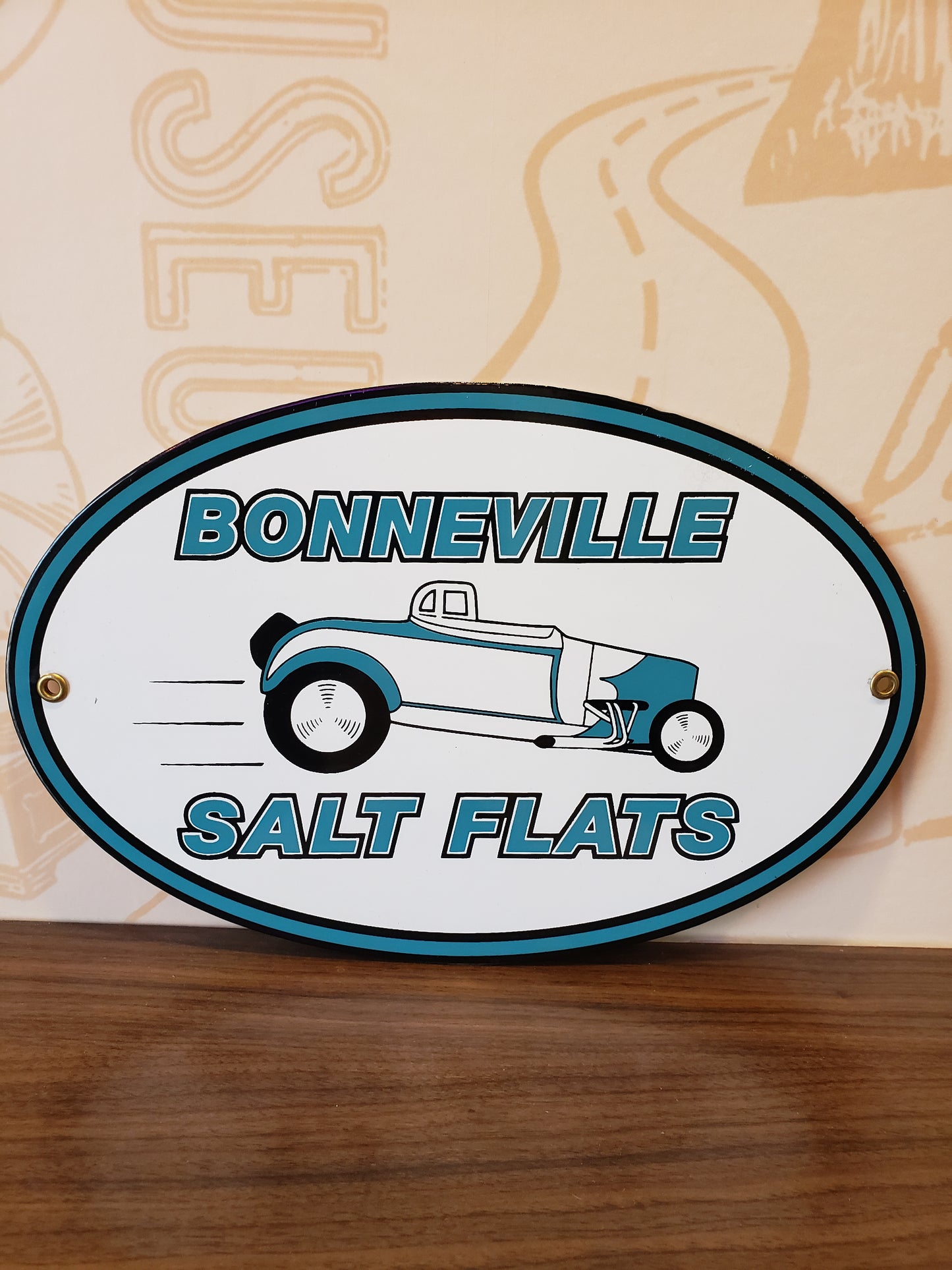 Bonneville Salt Flats Porcelain Sign