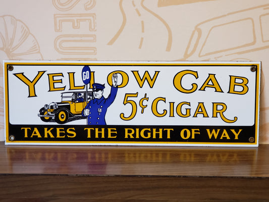 Yellow Cab 5 cents Cigar porcelain sign