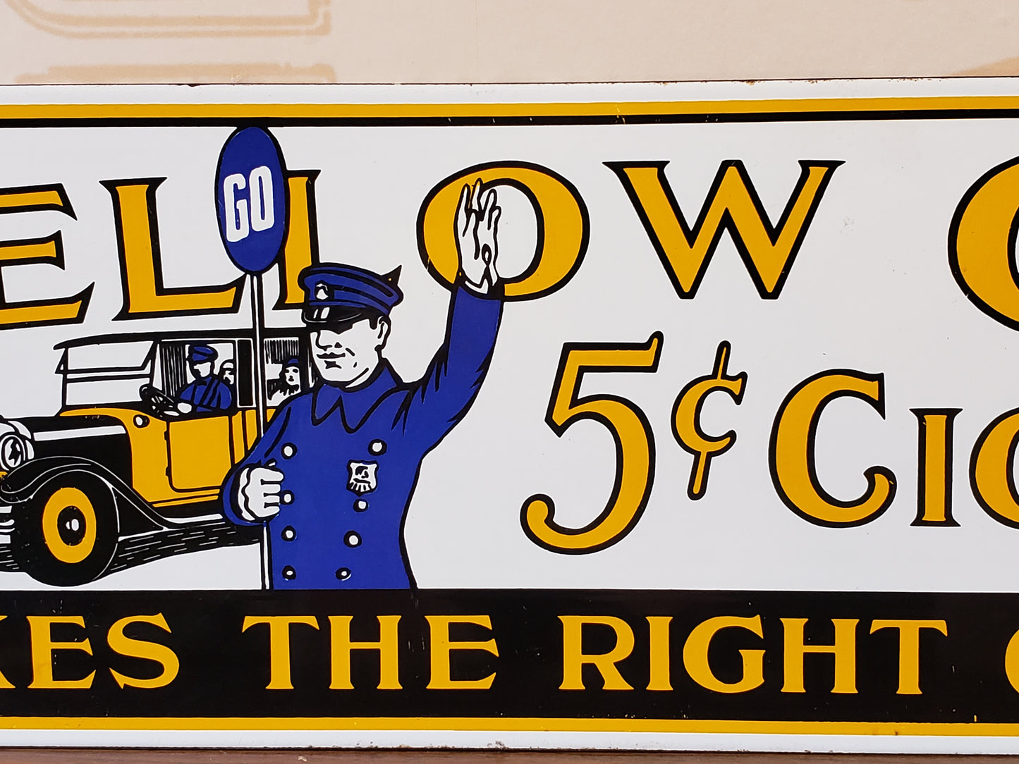 Yellow Cab 5 cents Cigar porcelain sign