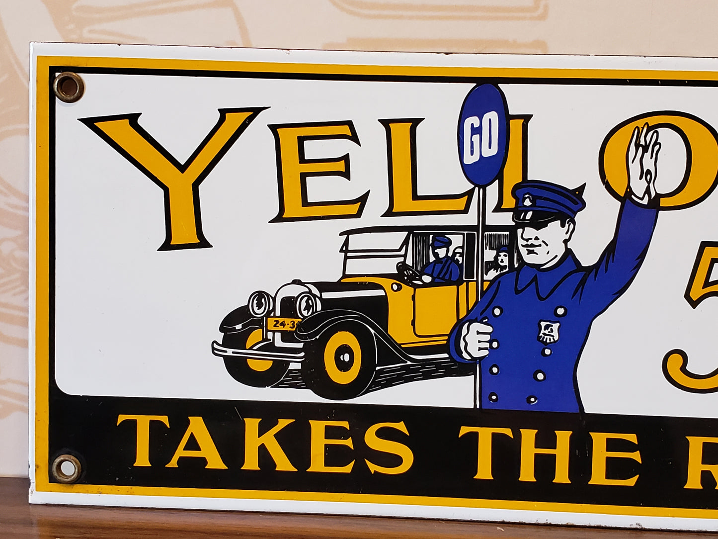 Yellow Cab 5 cents Cigar porcelain sign