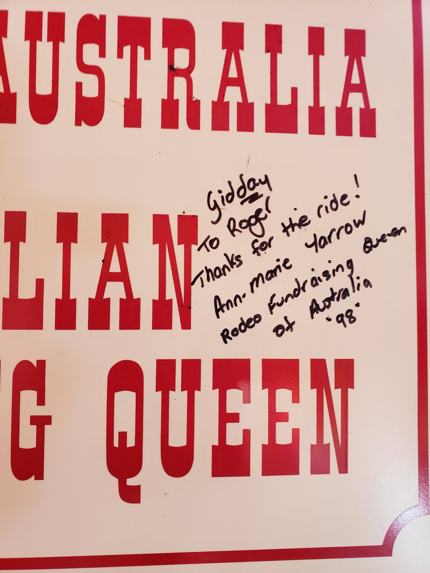 Miss Rodeo Australia 1998 Autographed sign