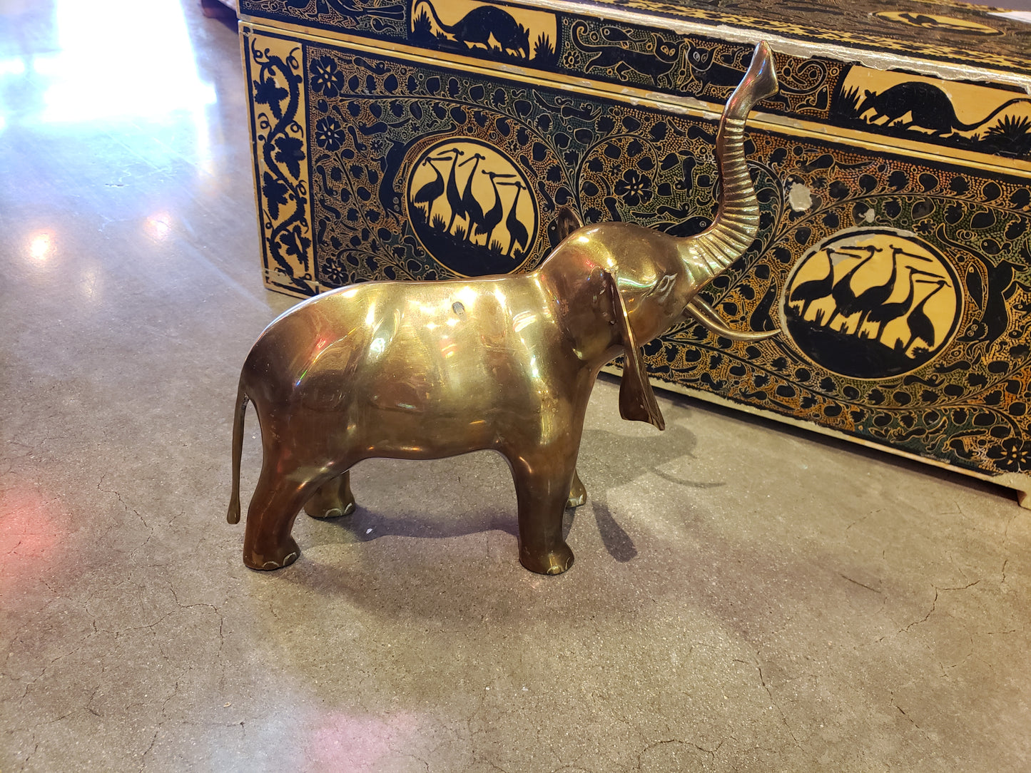 Brass Elephant with Upturned Trunk