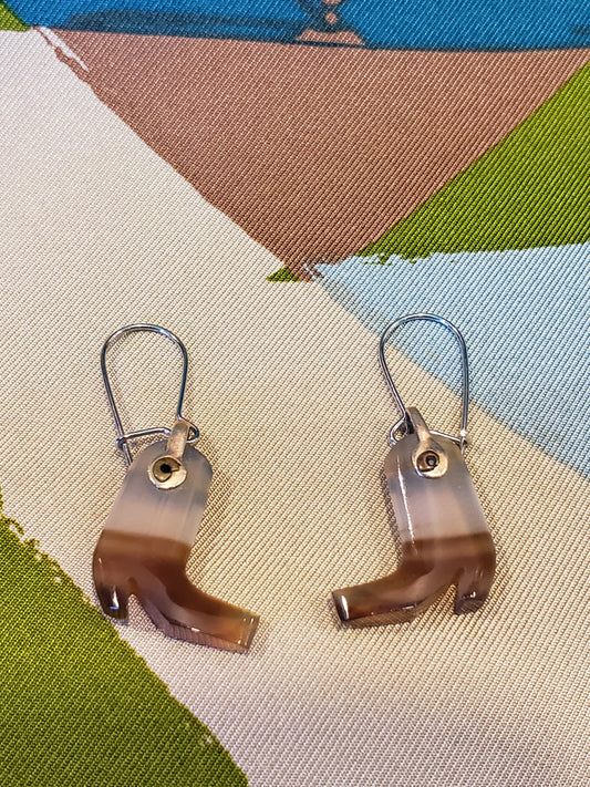 Boot Shaped Agate Earrings