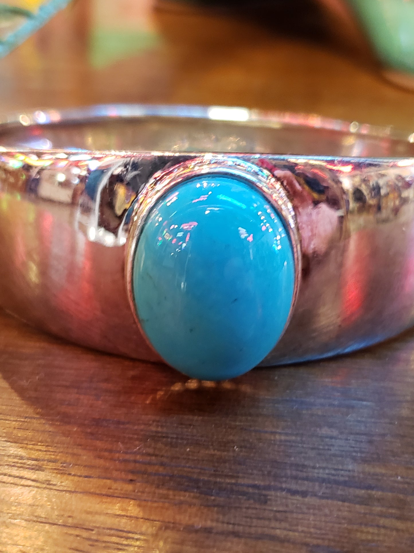 .925 Sterling & Turquoise Bangle Bracelet