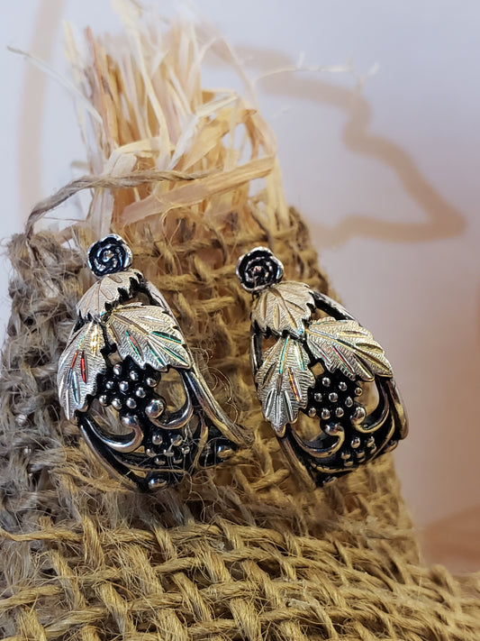 Sterling and Black Hills Gold Cuff Earrings