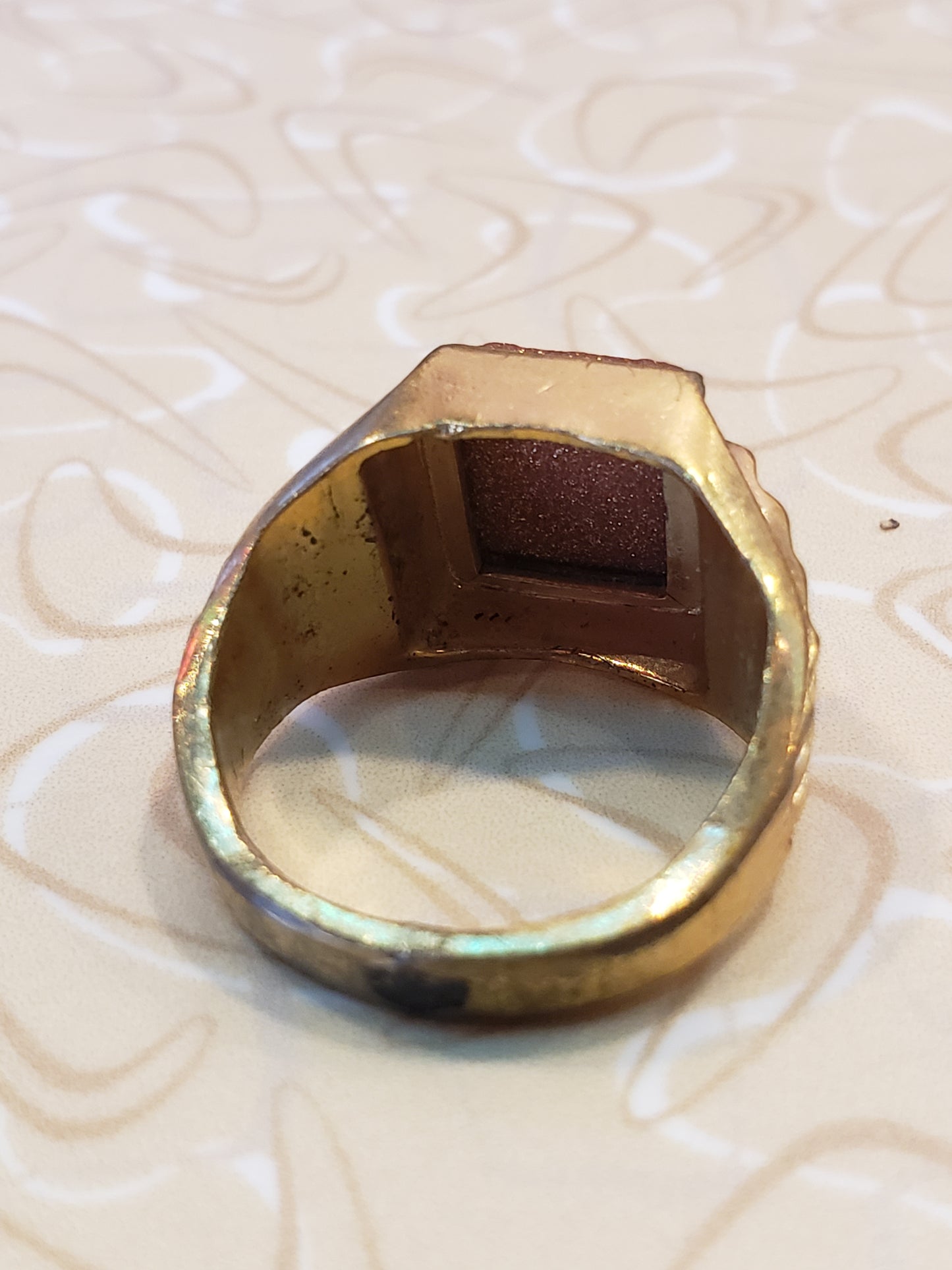 18 K HCE Goldstone Signet Ring size 10