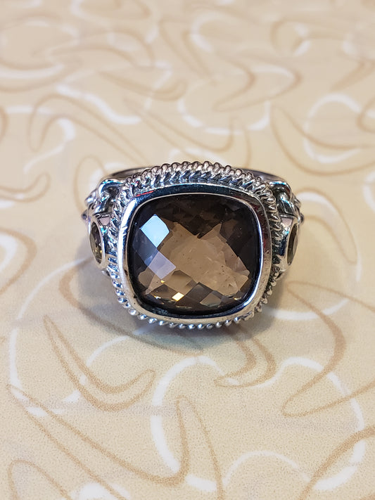 .925 Mexico Smoky Quartz Ring size 9.5