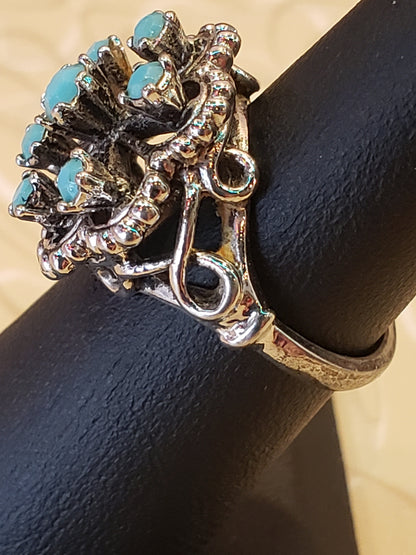 18K HGE ring 7 blue stones size 5.5