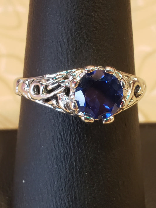 .925 LIND Round Sapphire ring size 7.5