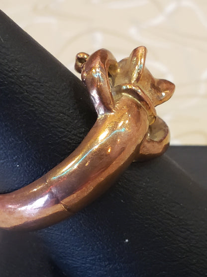 Copper Kitty Ring size 8 (adjustable size)