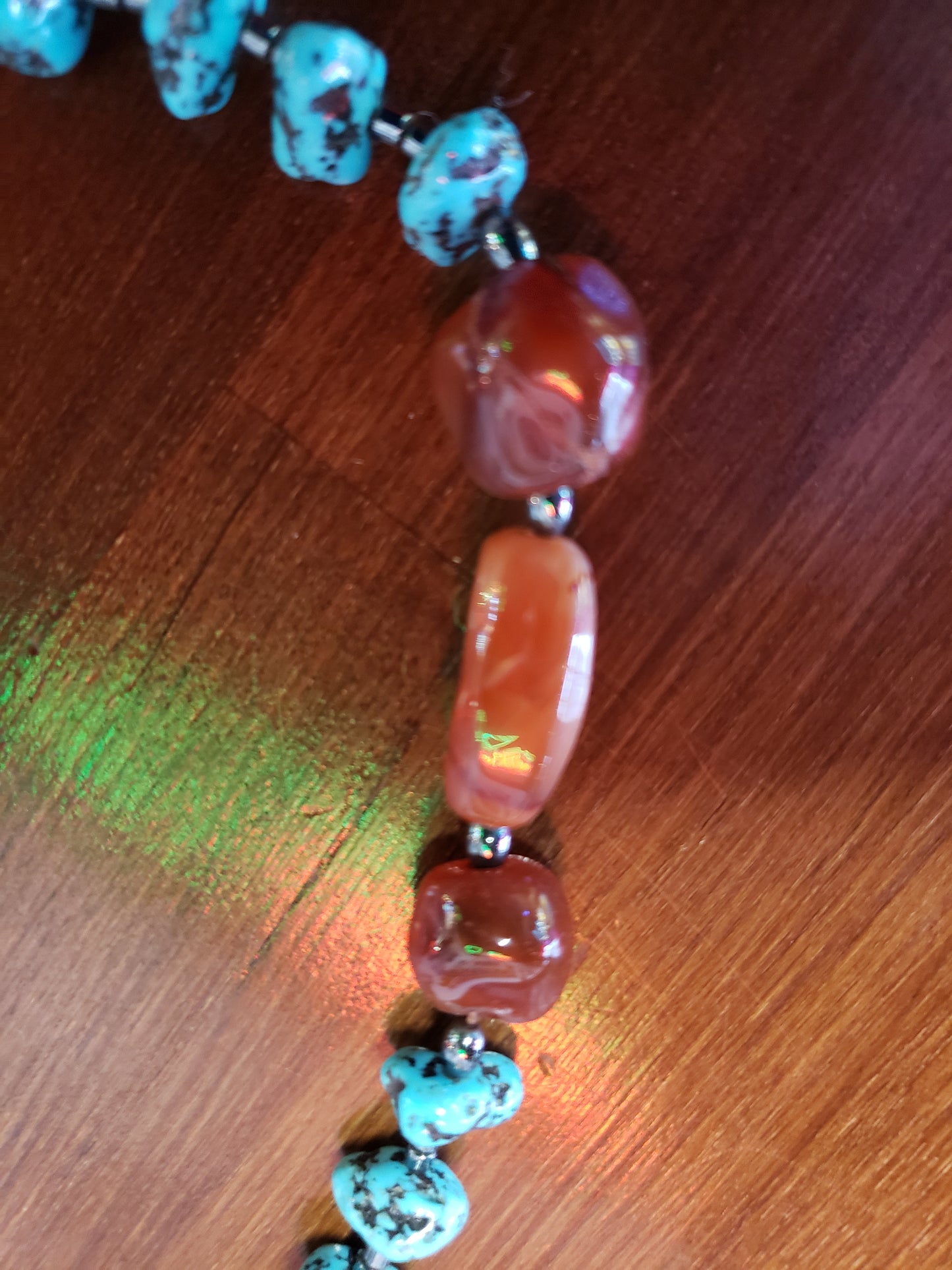 Turquoise, Onyx and Carnelian bead necklace