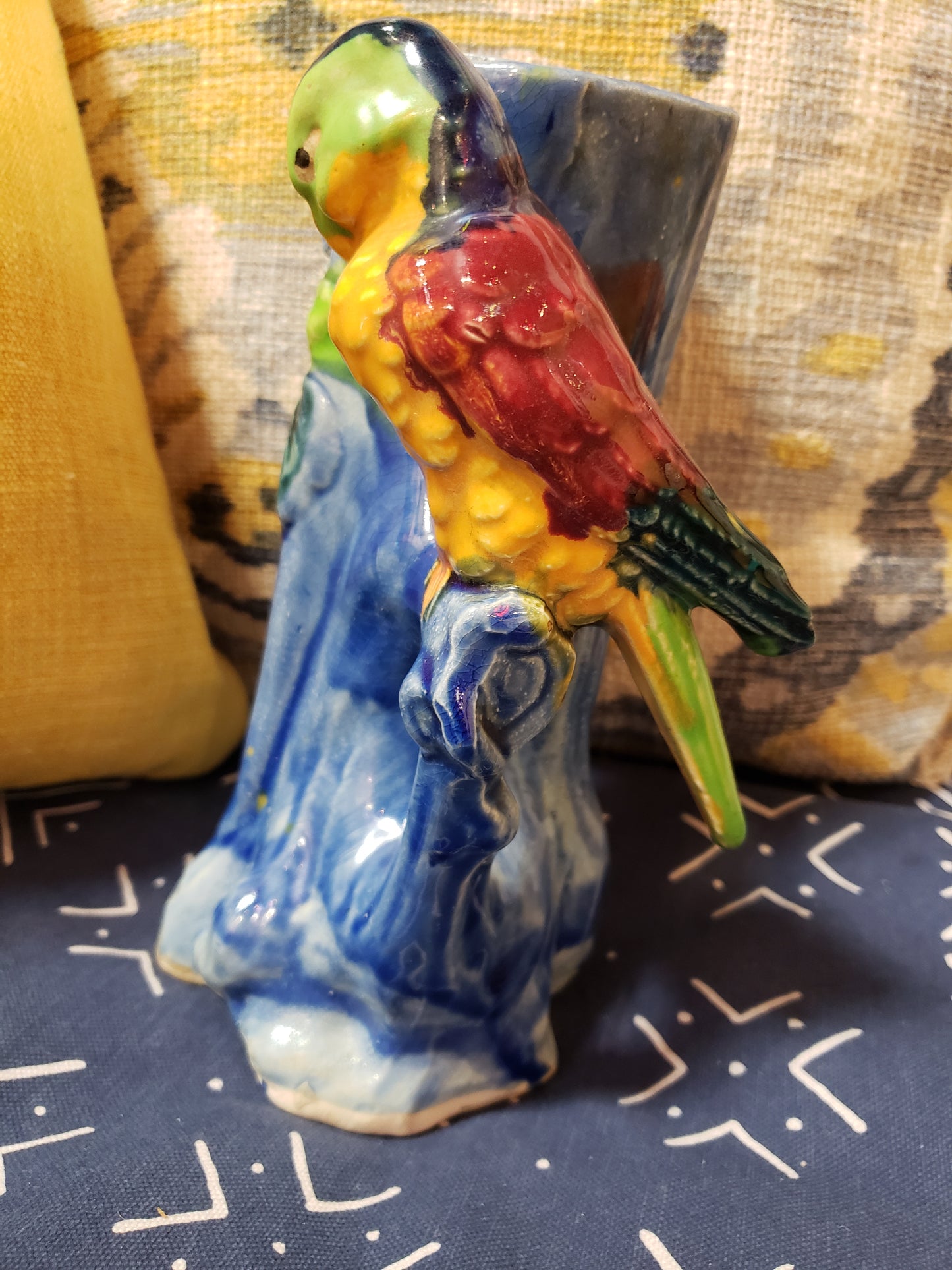 Blue Vase with Parrot