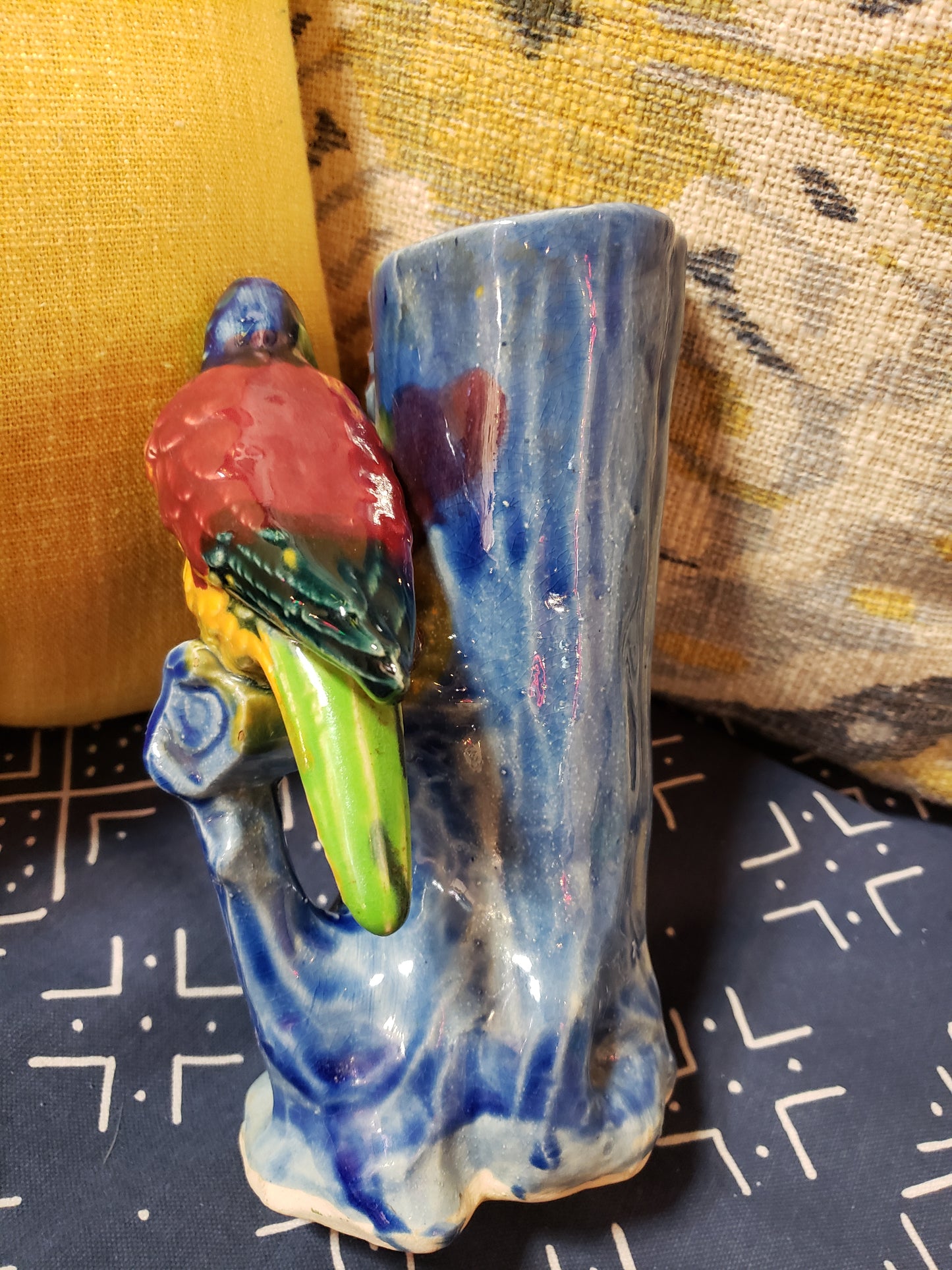 Blue Vase with Parrot