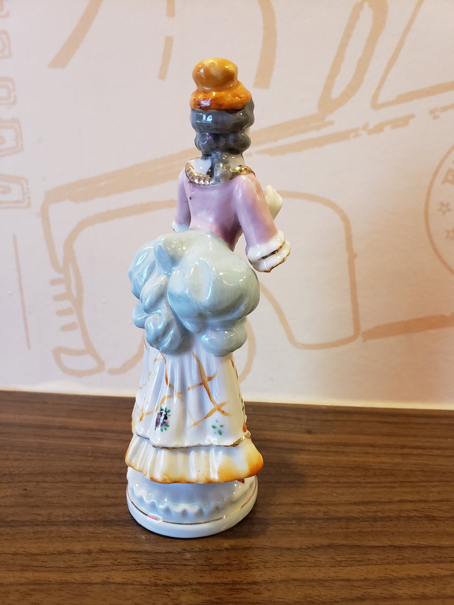 Bisque figurine of Victorian Lady with uplifted hands