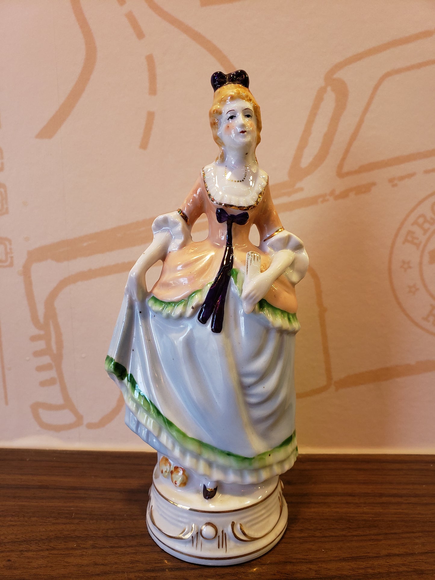 Victorian Lady figurine (orange hair purple bow)