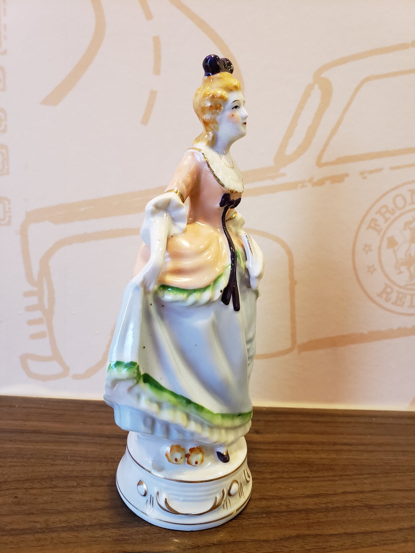 Victorian Lady figurine (orange hair purple bow)