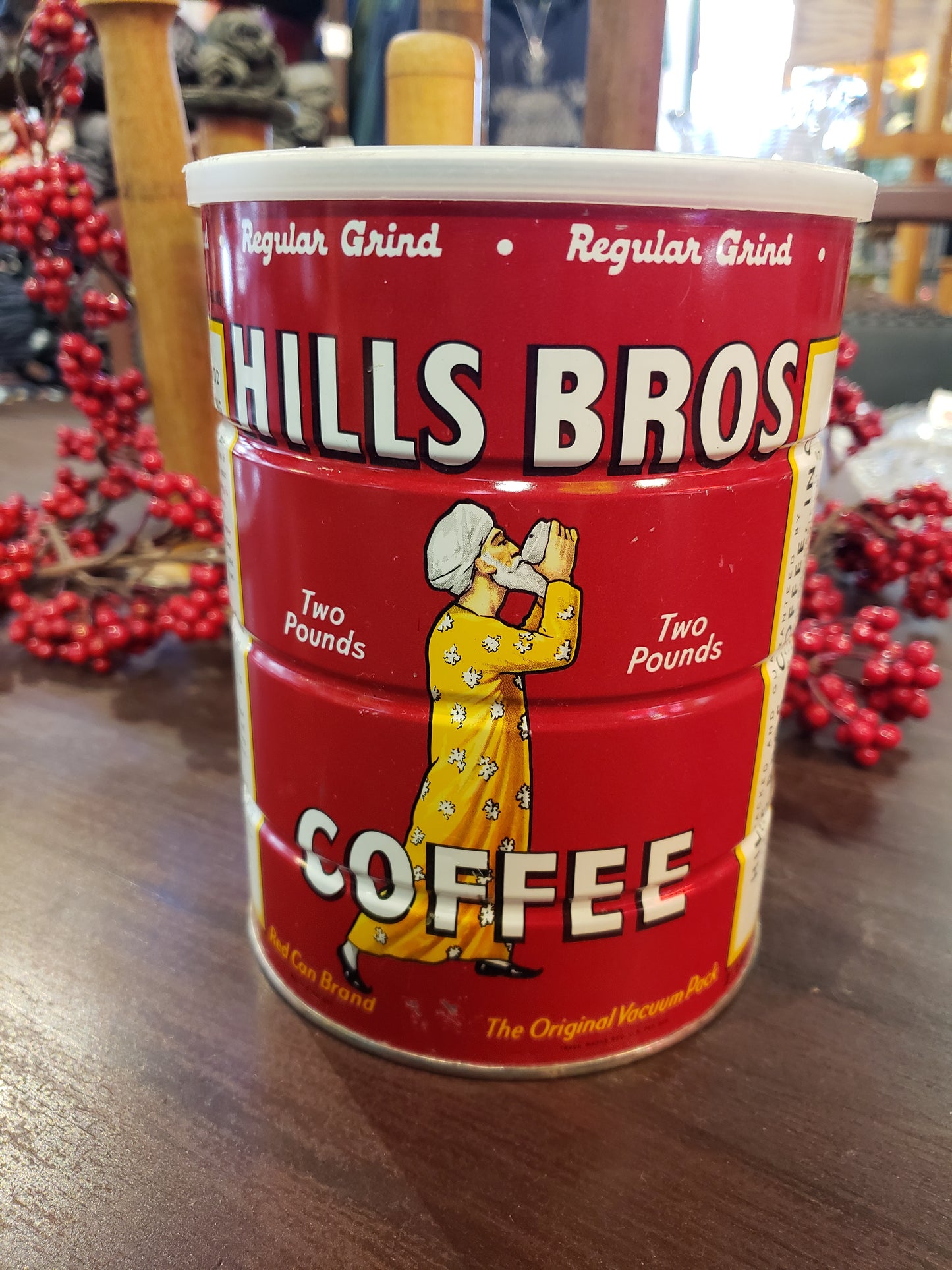 Hills Bros Coffee Can with lid