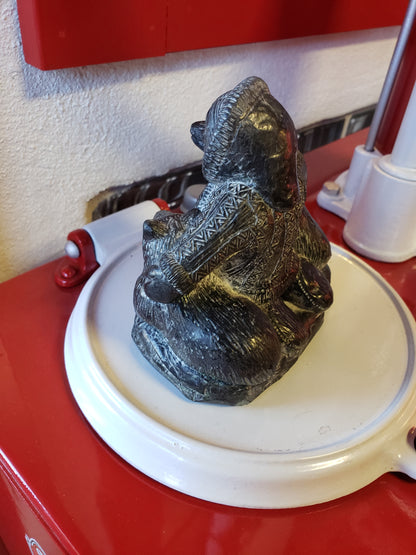 Soapstone Wolf and Eskimo Sculpture