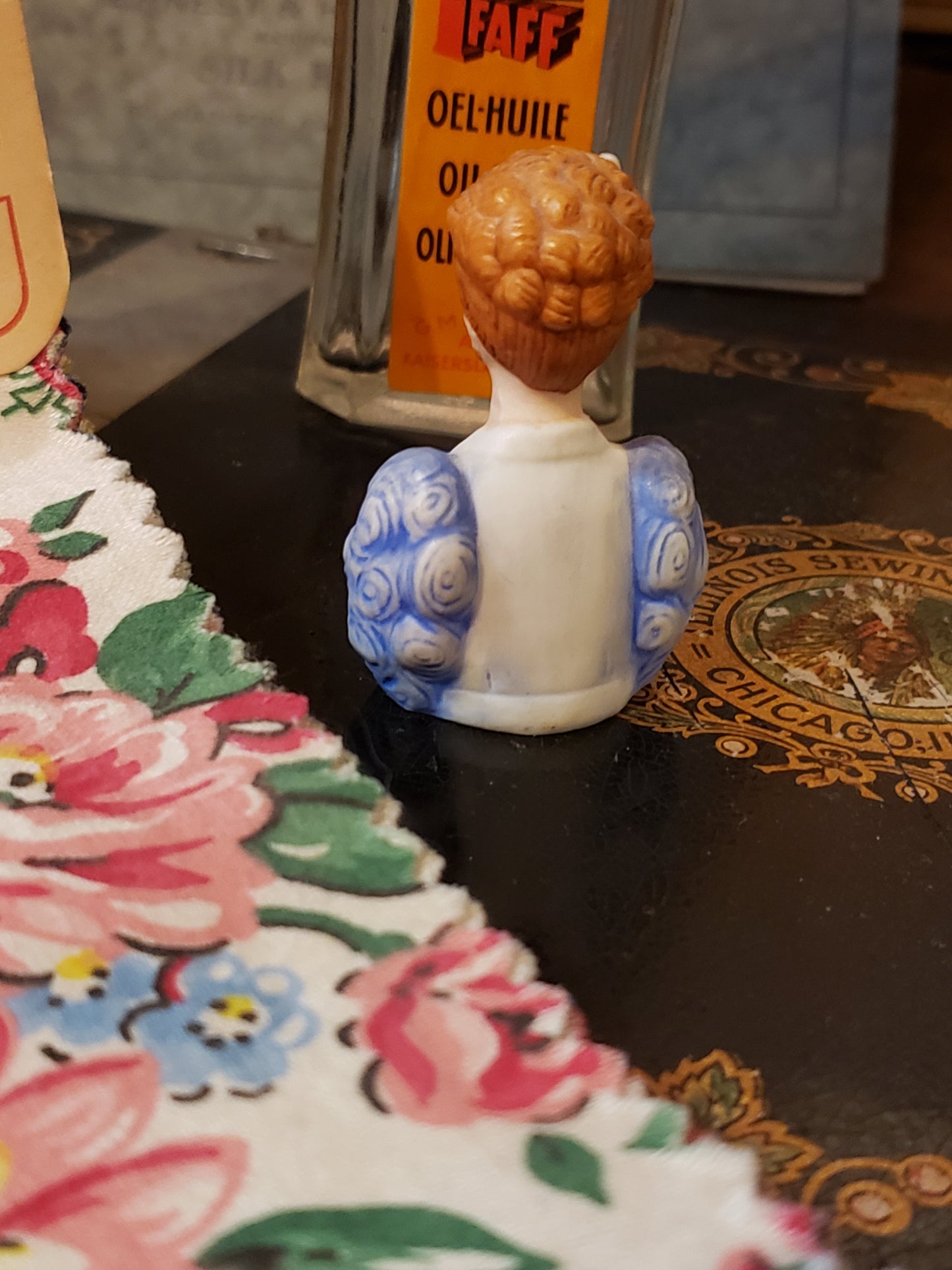 AVON Porcelain lady thimble auburn hair